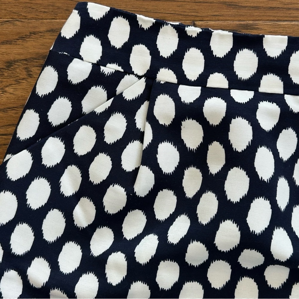 Loft‎ Skirt Blue & Cream Polka Dot Print Career Office Size 8 - Picture 2 of 6